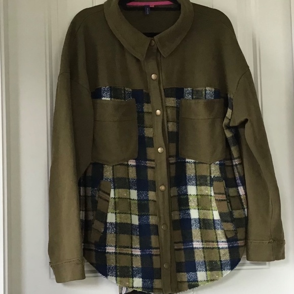 Anthropologie Pilcro Plaid Contrast Shirt Jacket size xl - Picture 3 of 9